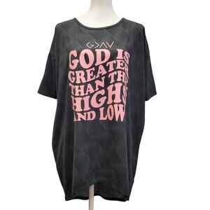 Hand Printed Upcycled Womens Small God Is Greater Than The Highs and Lows Tee